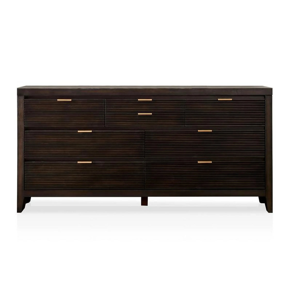Wood 2-Piece Dresser and Mirror Set in Dark Walnut E334