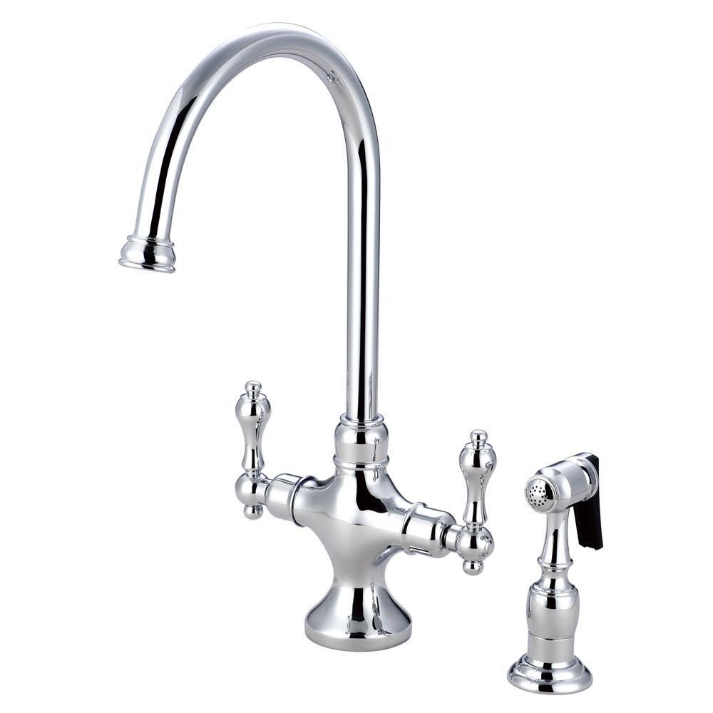Vintage Double Handle Kitchen Faucet with Side Sprayer Oil Rubbed Bronze B514642
