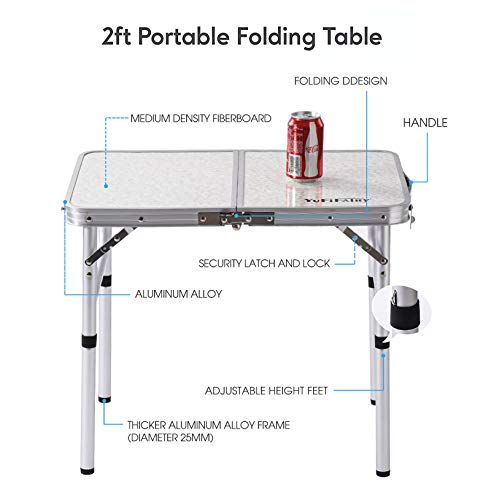 Folding Camp Table Adjustable Height Aluminum H588