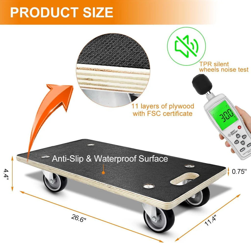 2Pcs Wood Platform Dolly with 4 Wheels H884548