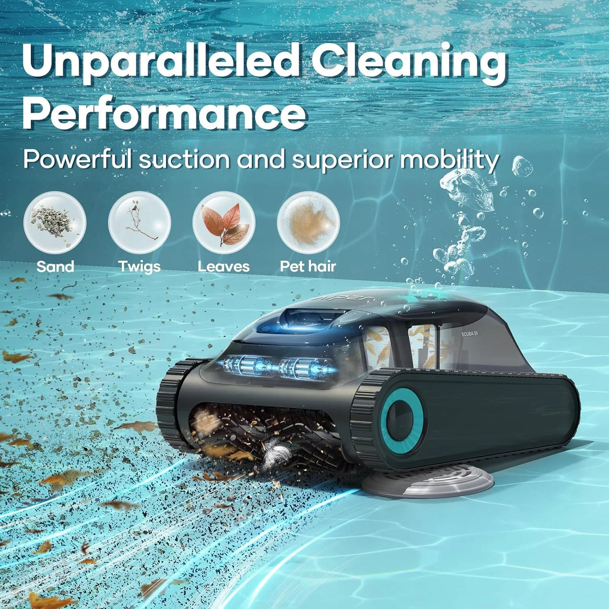 Cordless Robotic Pool Vacuum Cleaner with Wall Climbing W92829