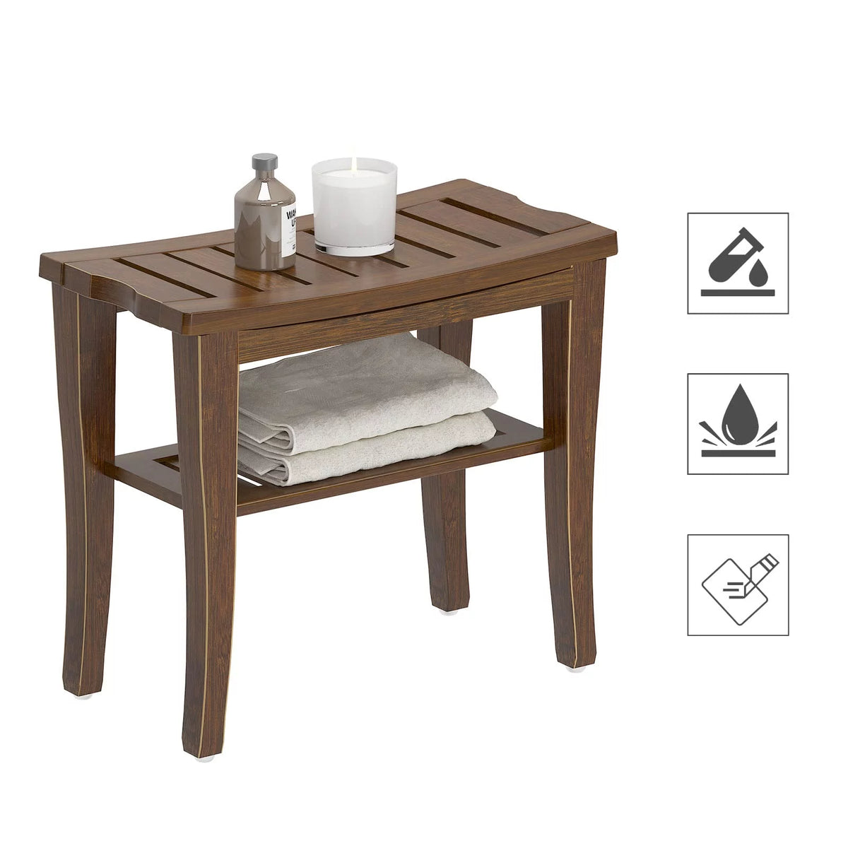 18.5" Bamboo Shower Bench with Storage Shelf J233086