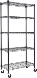 5-Shelf Chrome Silver Heavy Duty Carbon Steel Wire Shelving Unit on Wheels N400