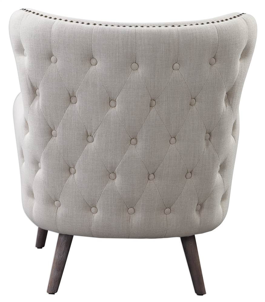 Off White Linen Wingback Chair A644