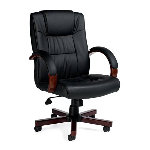 Executive Office Chair with Wood Arms and Base G2172