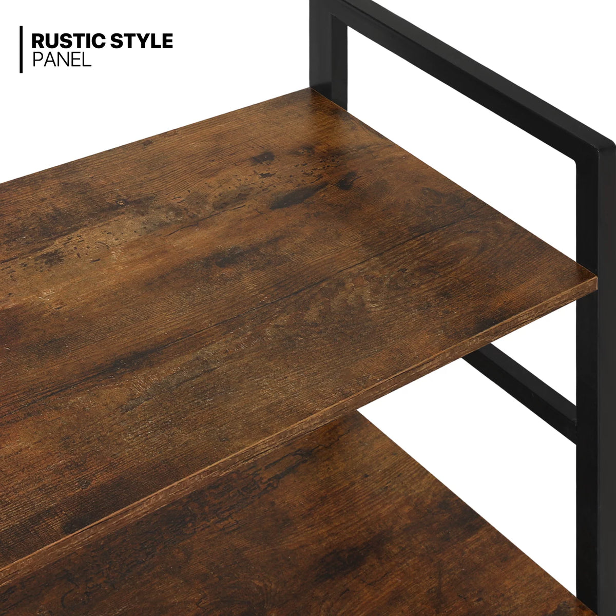 5 Shelves Rustic Bookcase with Metal Frame N125473