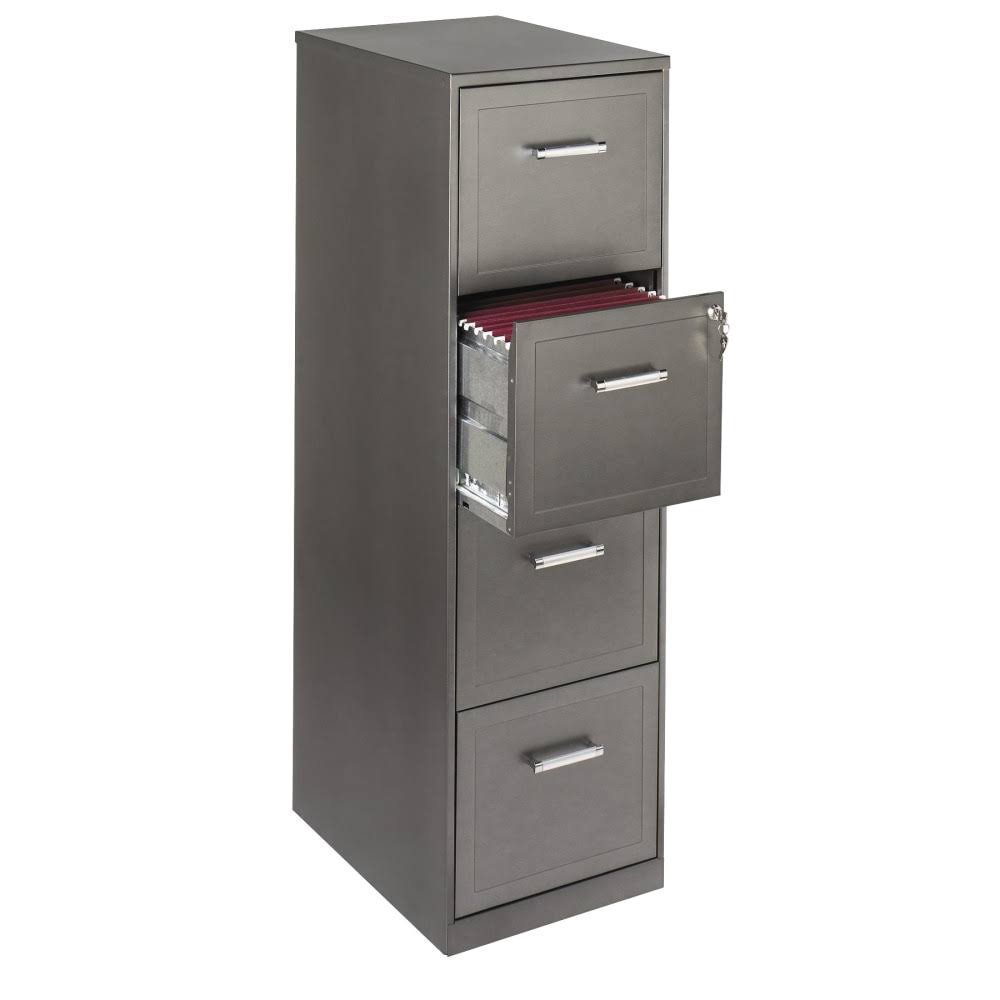 4 Drawer Vertical File Cabinet Metallic Charcoal I2223