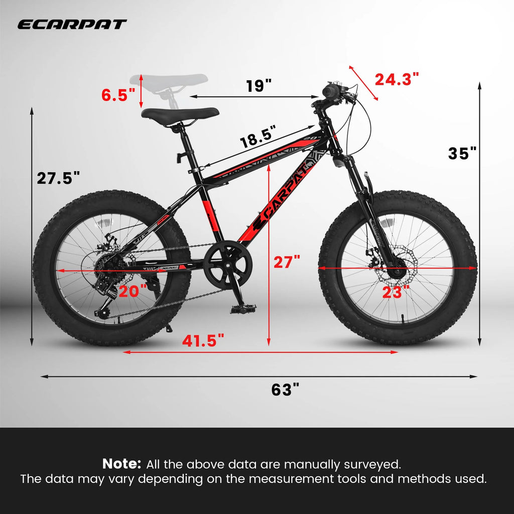 20 Inch 4 Wide Fat Tire 7 Speed Steel Frame Kids Bike T86485