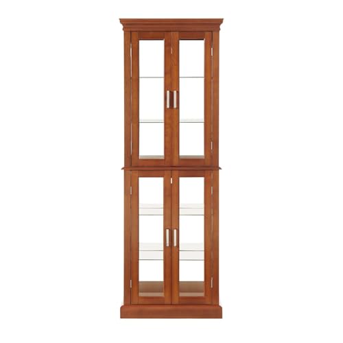 Cherry Wood Curio Cabinet with Tempered Glass Doors Z222066