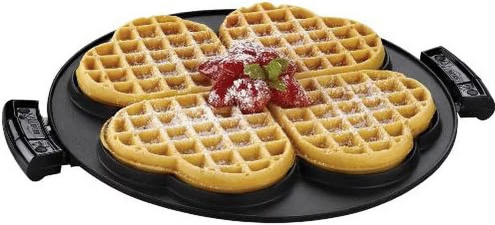 Black 2 Removable Nonstick Heart-Shaped Waffle Plates E2226