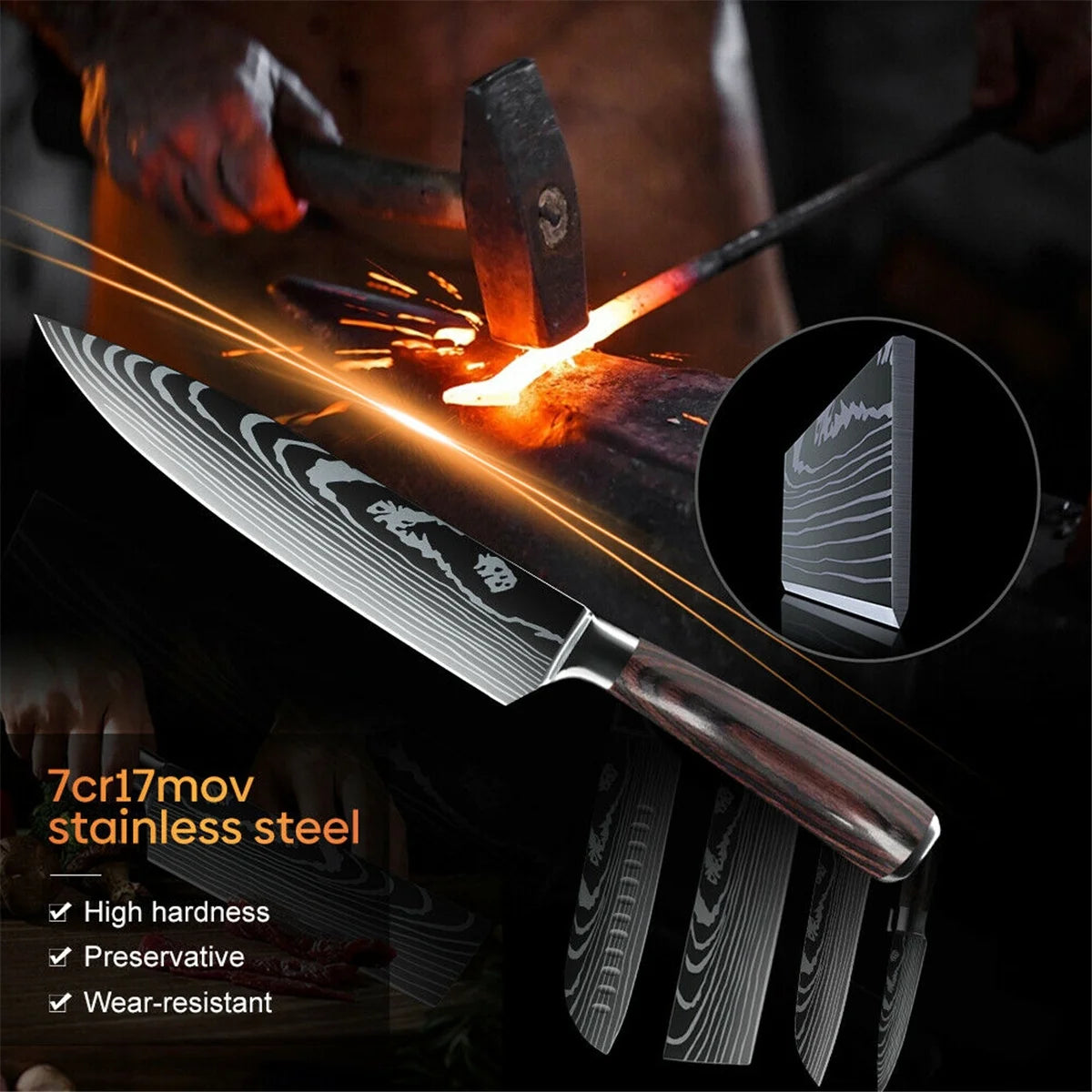 5 PCS Kitchen Knife Boxed Set with Sheaths C139