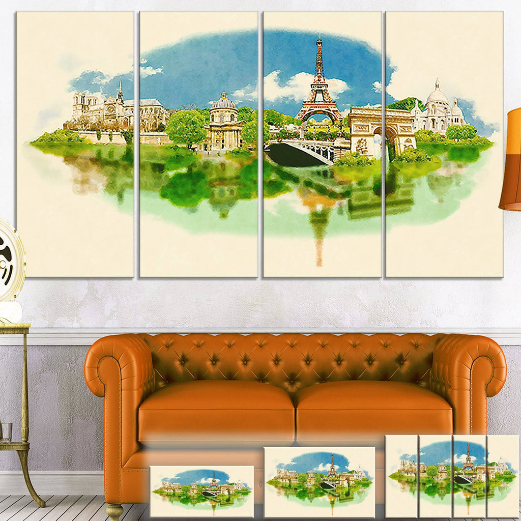 Beige Cityscape Watercolor Canvas Print L201378