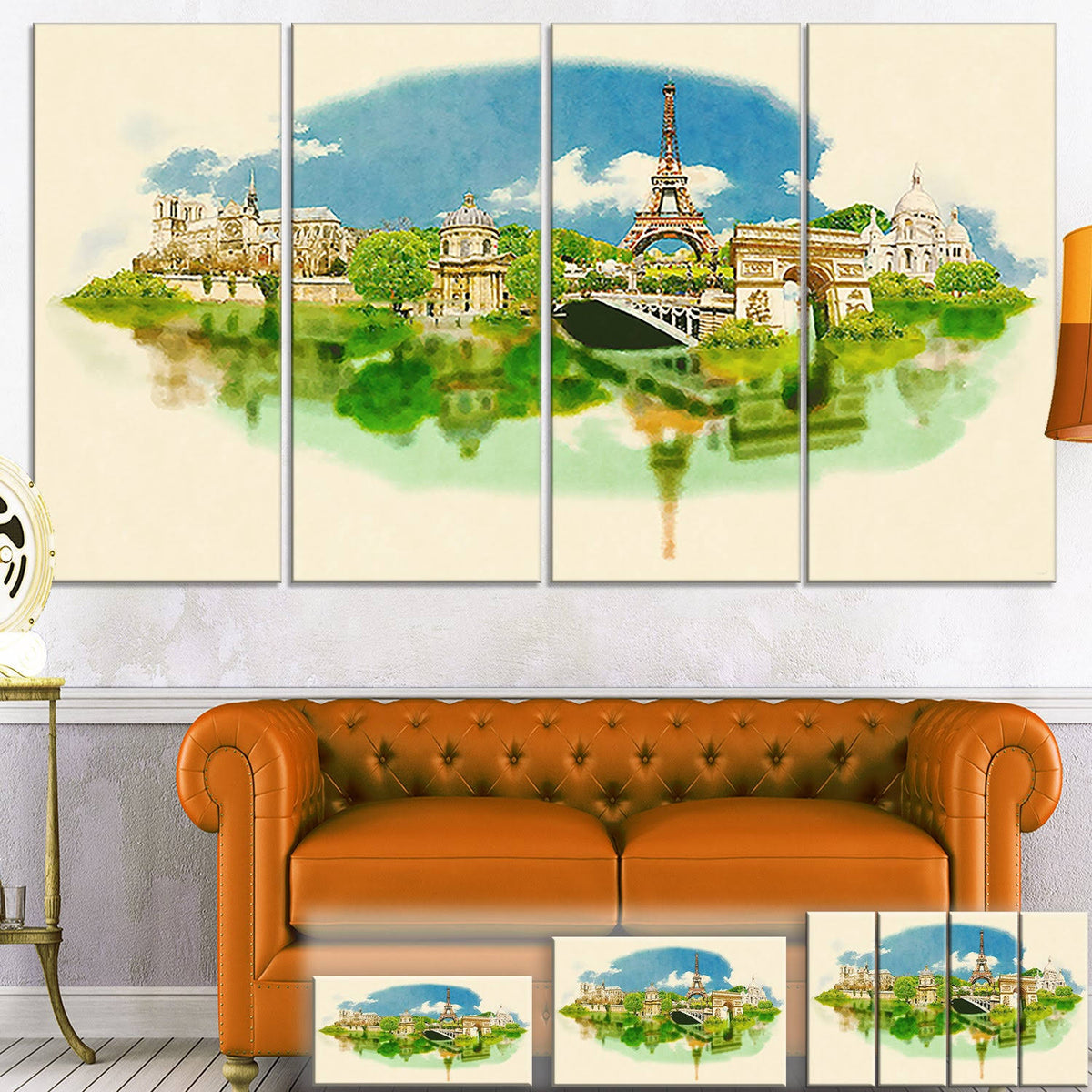 Beige Cityscape Watercolor Canvas Print L201378