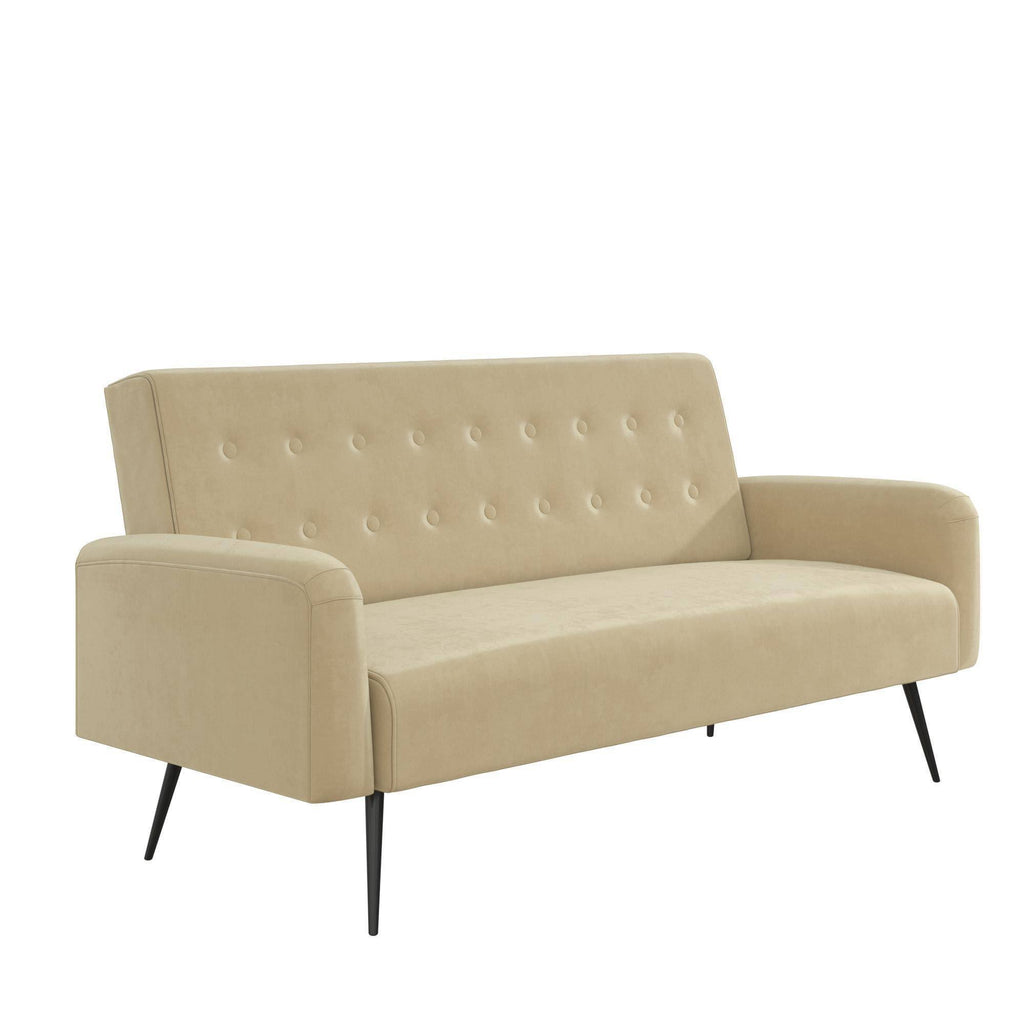 Ivory Velvet Convertible Sofa Bed Futon J975