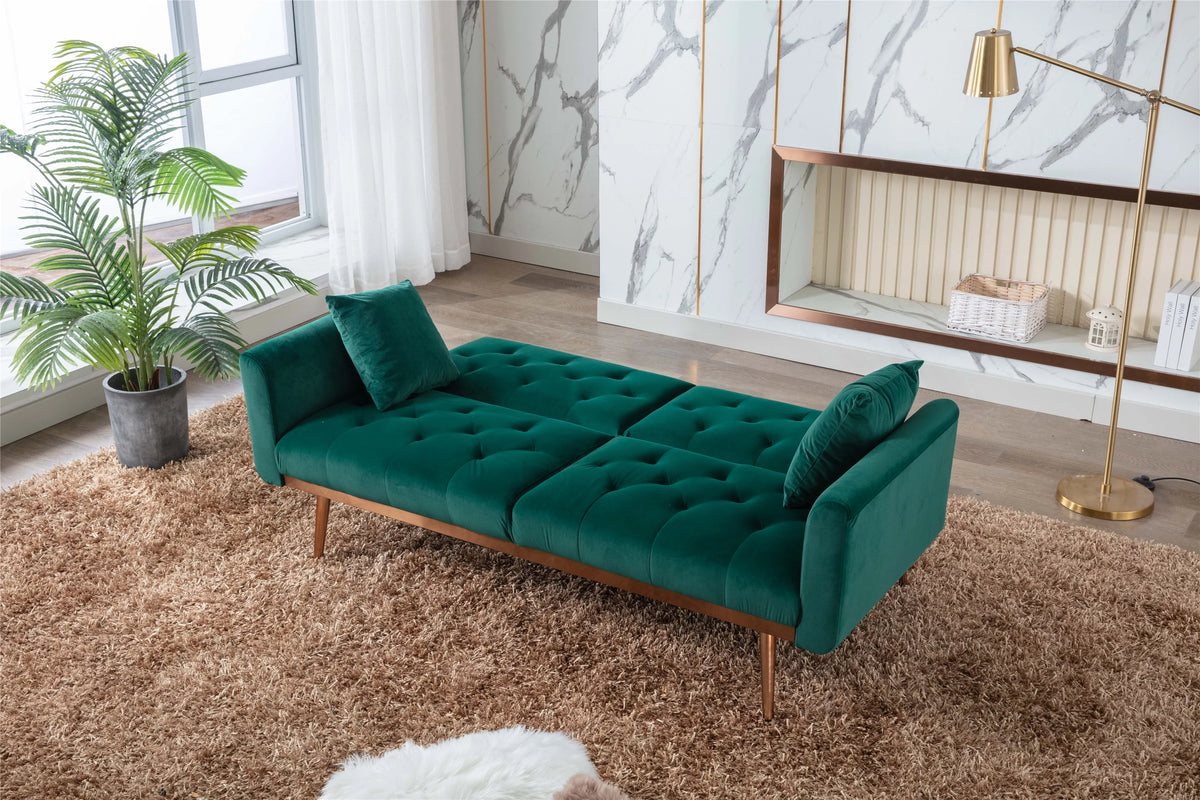 65" Velvet Tufted Convertible Futon Sofa Bed N6886