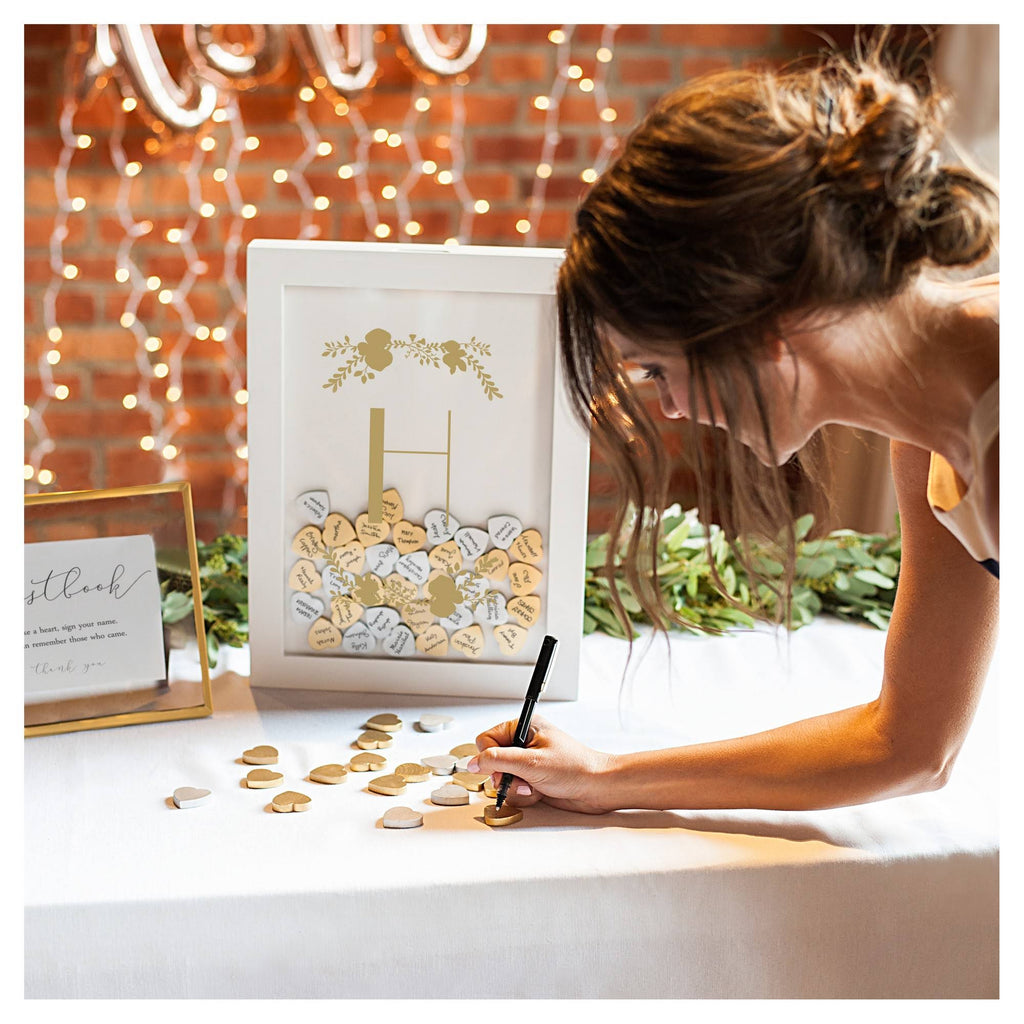 Gold Heart Drop Guestbook I822