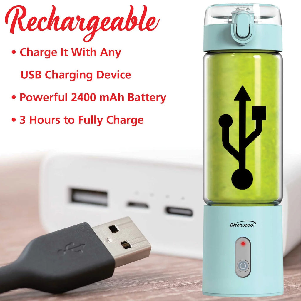 50-Watt 17-Oz. Portable USB-Chargeable Glass Blender N698082