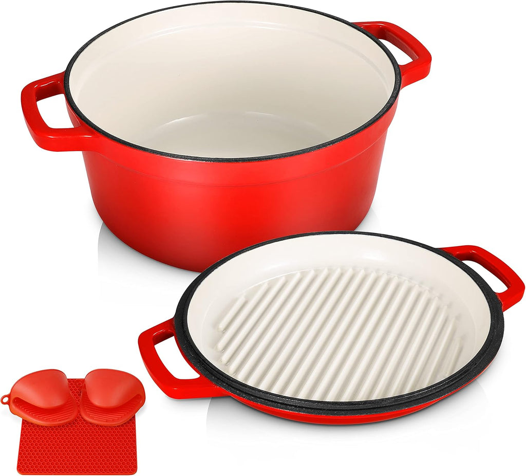 Pre-Seasoned Cast Iron 5.5qt Dutch Oven With Skillet Lid Set S76174