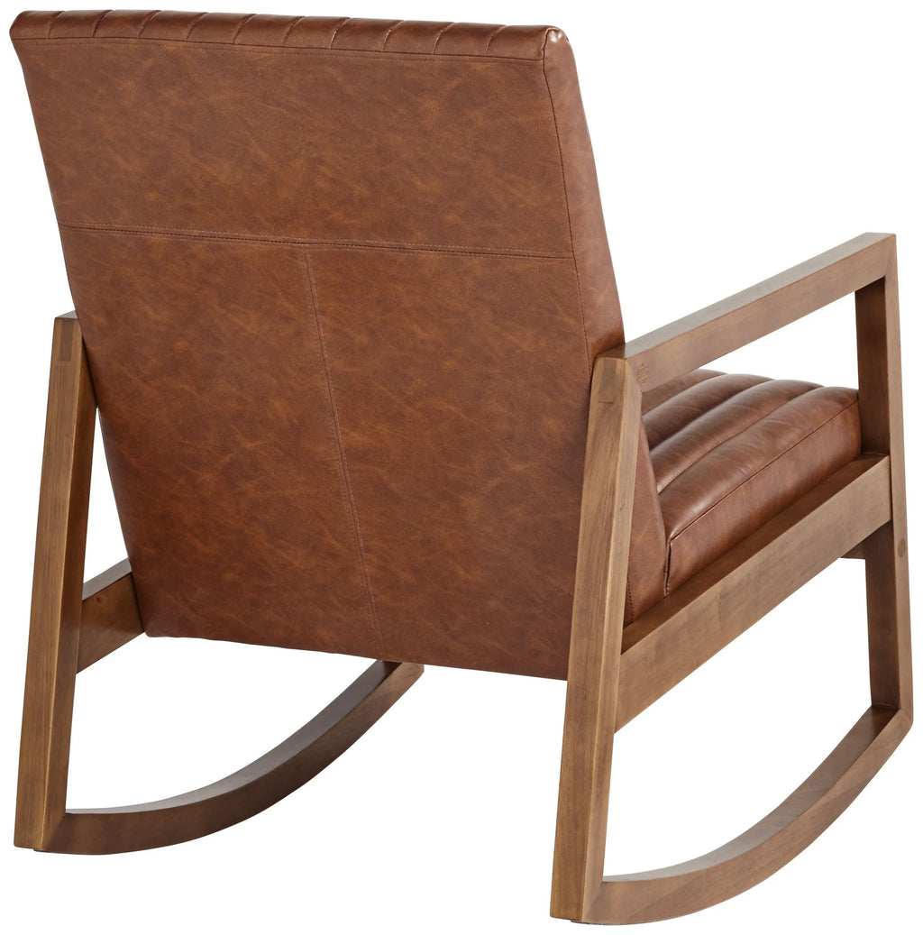 Rust Brown Wood Frame Rocking Chair B787606