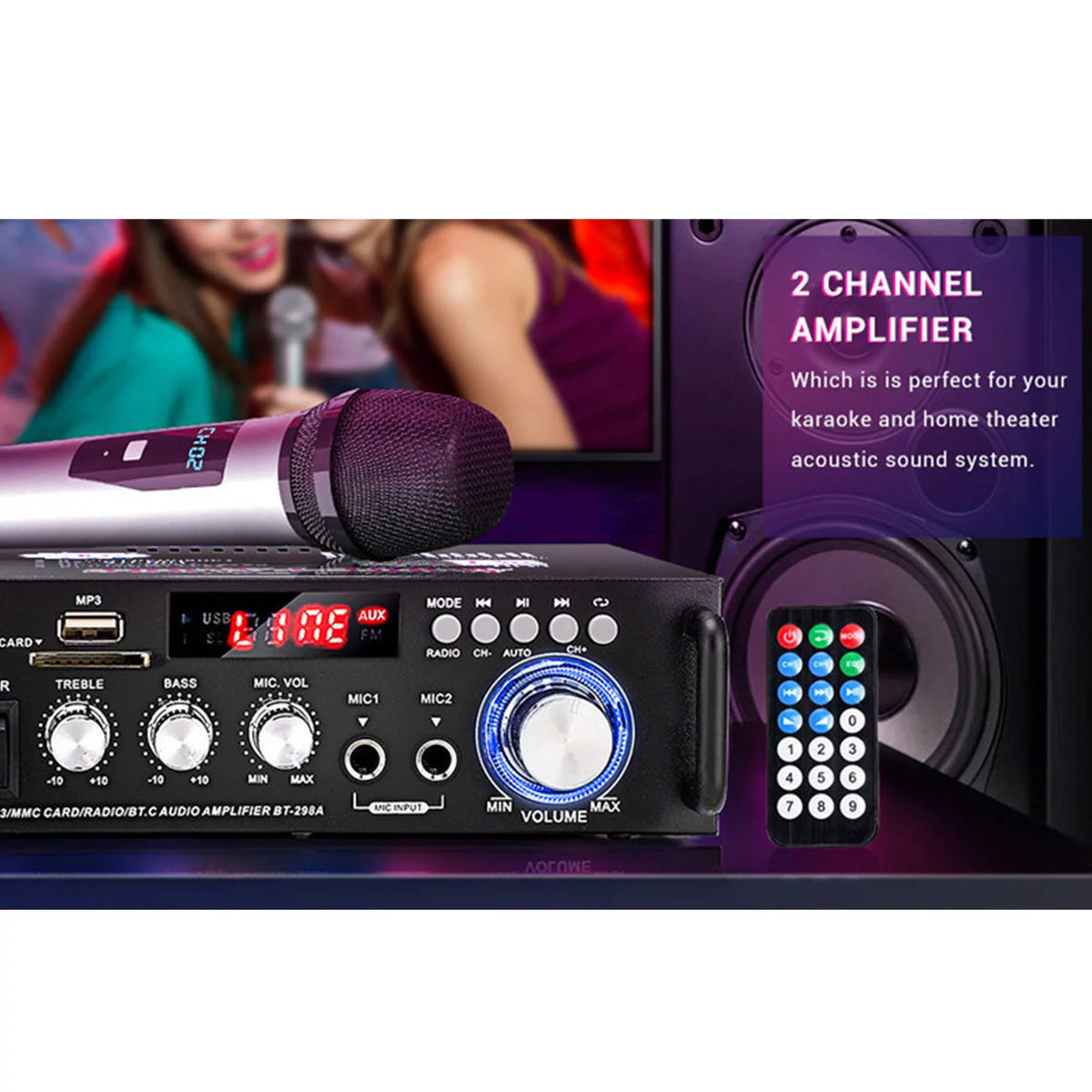 600W 4-16Ohm Bluetooth Stereo Amplifier with Remote R132