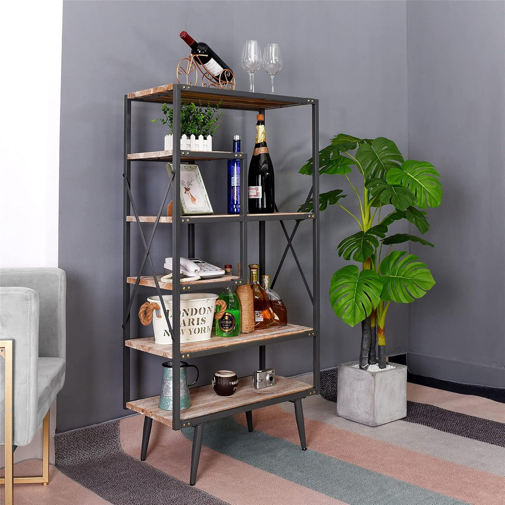 6 Tier Solid Wood Bookcase B7116