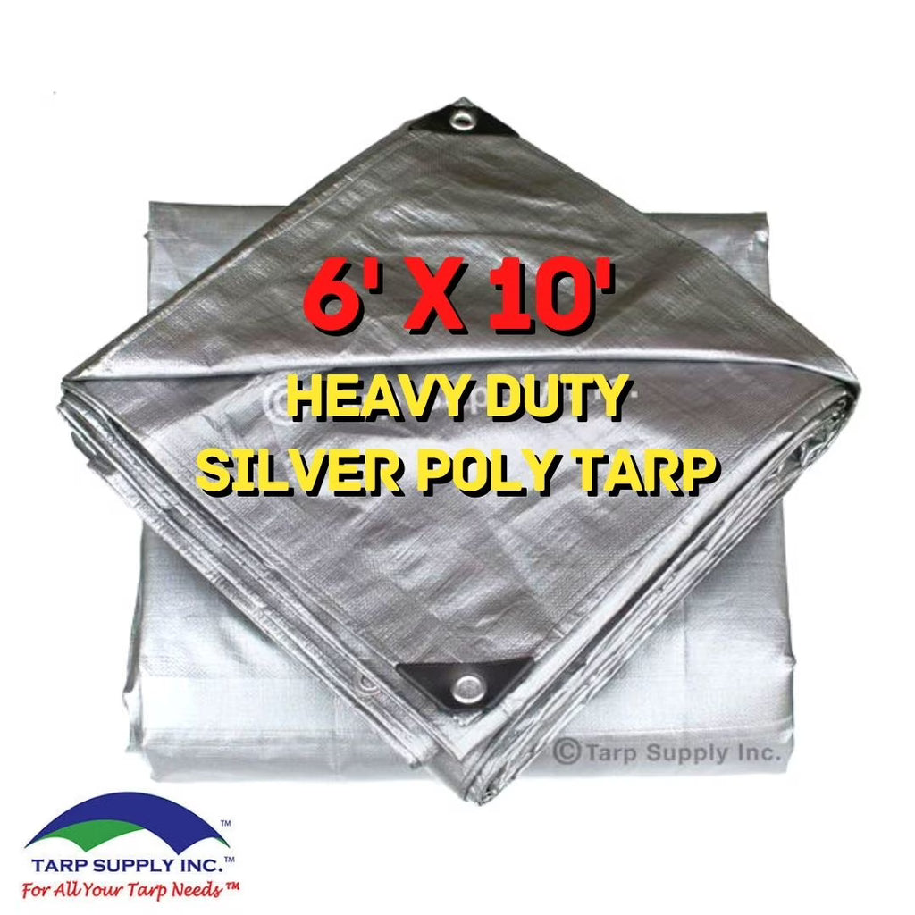 6' x 10' Heavy Duty Silver Poly Tarp Cover Z97785