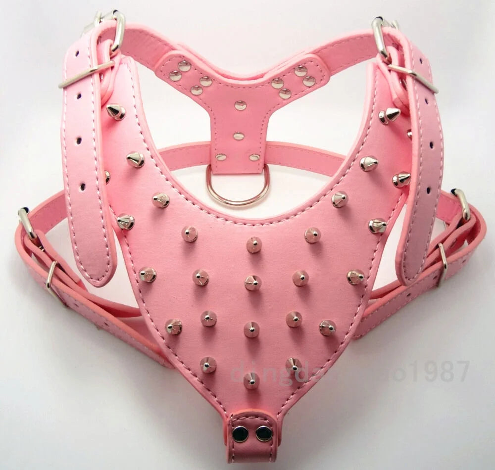 Spiked Studded Leather Dog Harness M2916