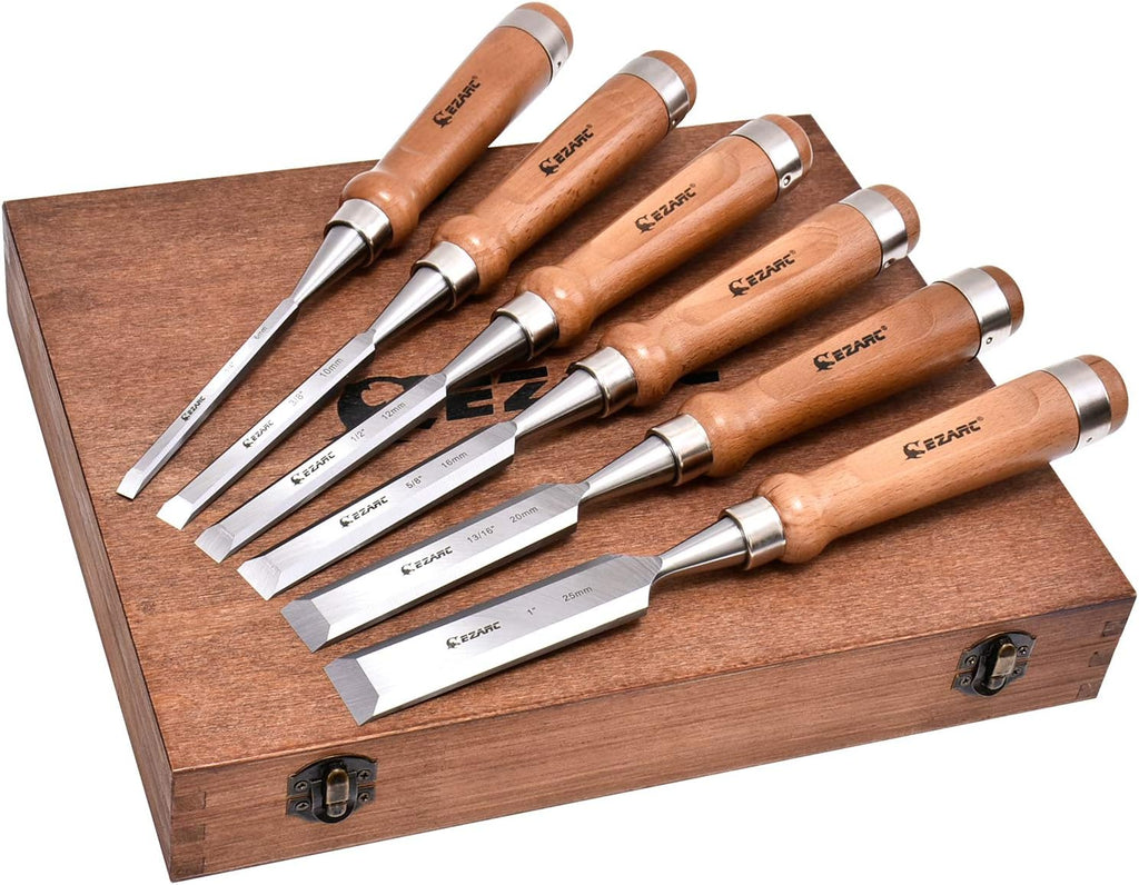 6 Pieces Wood Chisel Set with Wooden Case U862