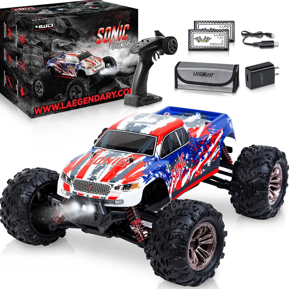 4x4 Offroad Monster Truck Remote Control Car, 1:16 Scale, Brushed, Waterproof K855762