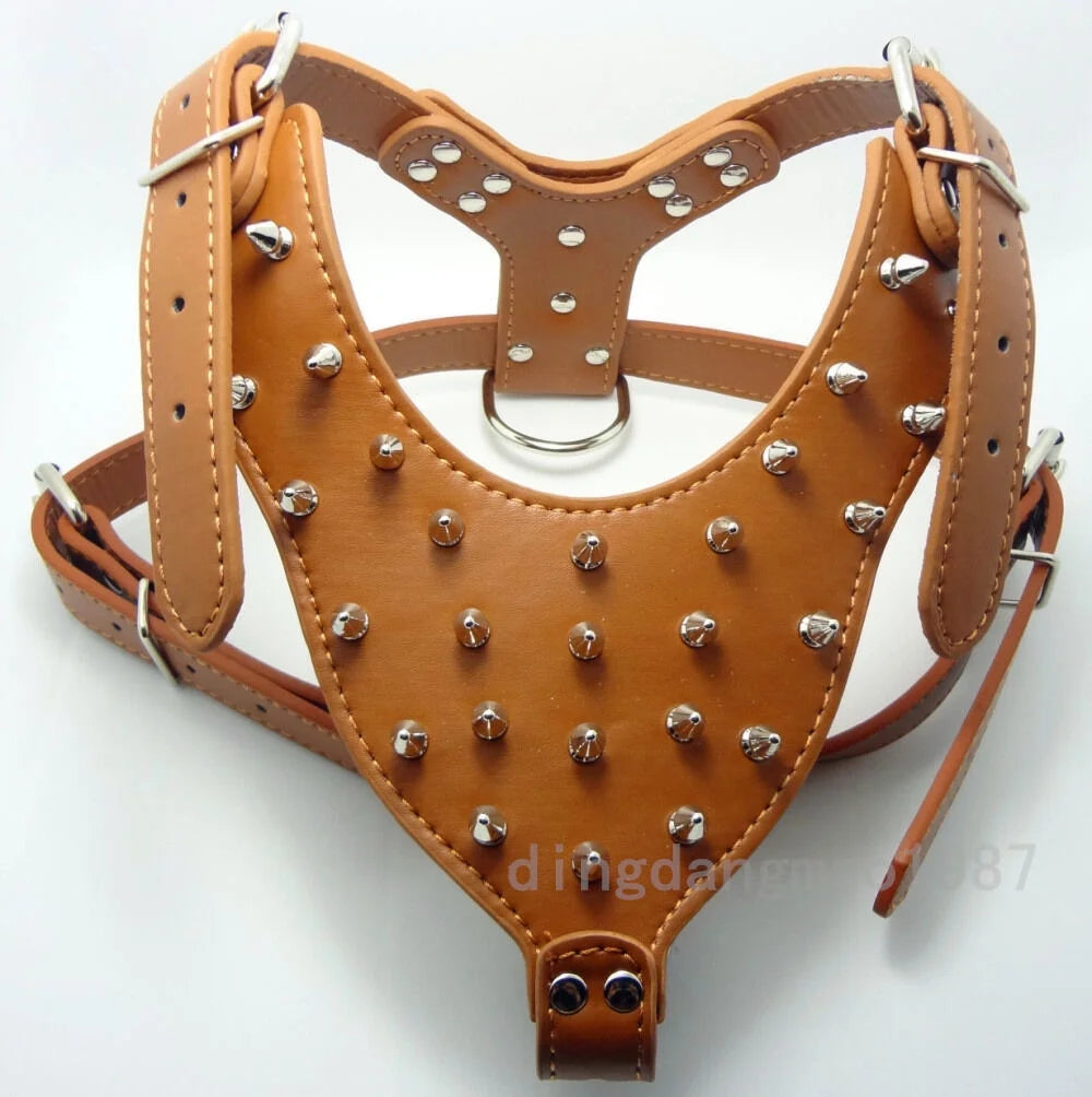 Spiked Studded Leather Dog Harness M2916