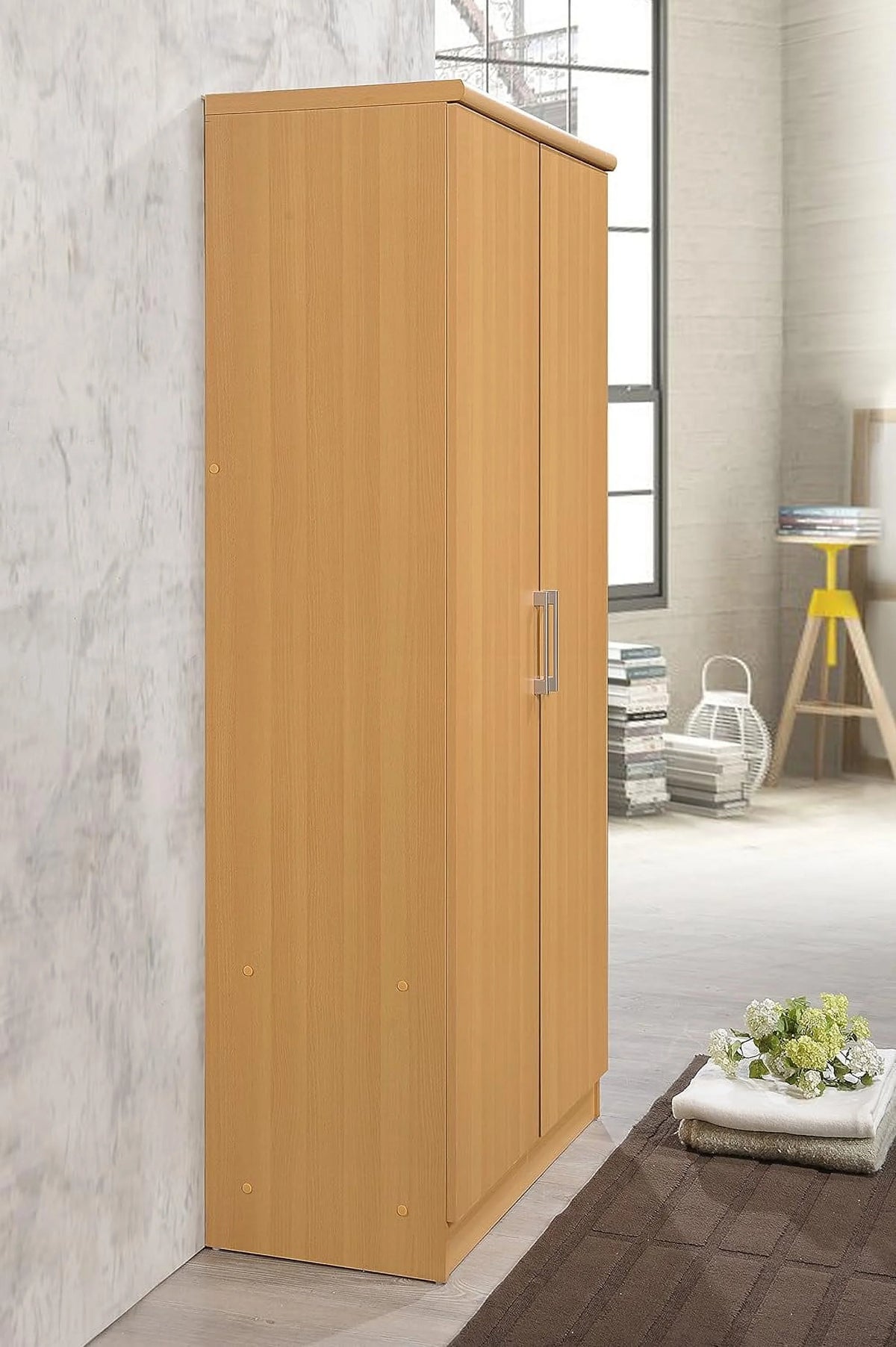 2 Door Wardrobe with Shelves & Hanging Rod V9349