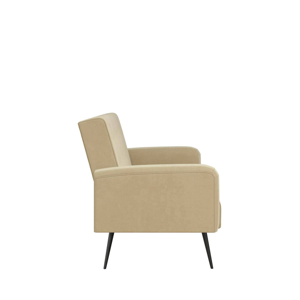 Ivory Velvet Convertible Sofa Bed Futon J975