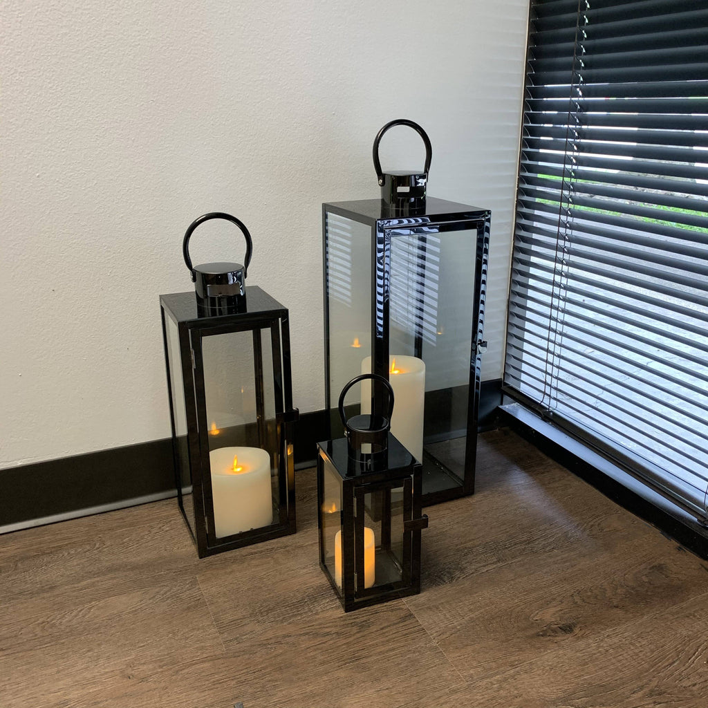 3-Pc Set Jumbo Indoor/Outdoor Candle Lantern Set with Tempered Glass H634