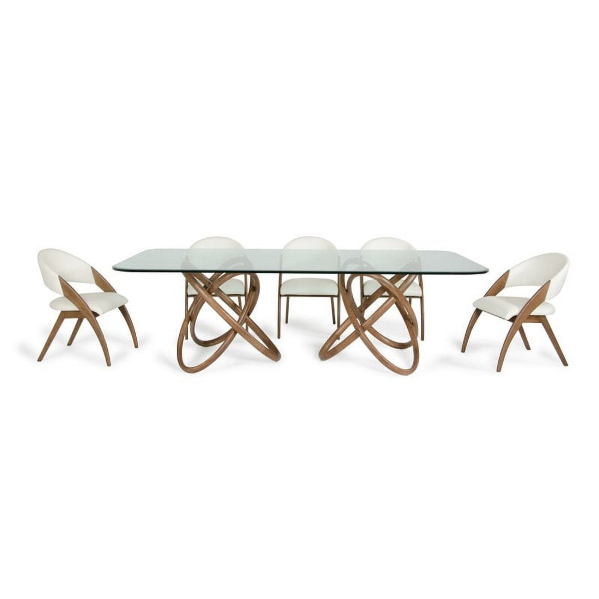 Walnut Solid Wood & Glass Rectangular Dining Table F842