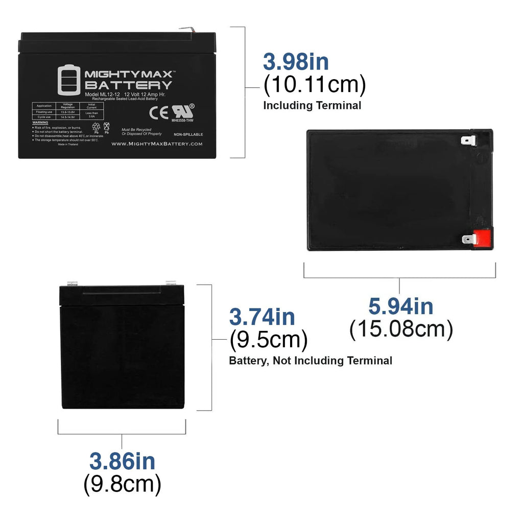 12V 12Ah F2 Scooter Battery - 4 Pack I677984