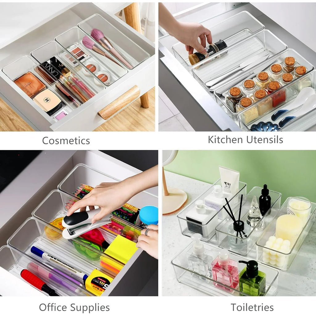 8 PACK Clear Plastic Stackable Storage Bins H981073