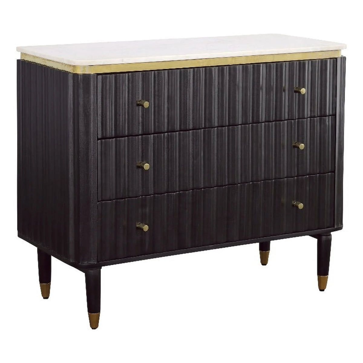 Black and Gold 3-Drawer Wood Chest V802