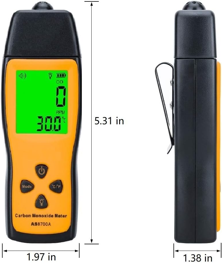 Handheld Carbon Monoxide Meter, Portable CO Gas Detector, 0～1000ppm Range, 1PPM Resolution I111
