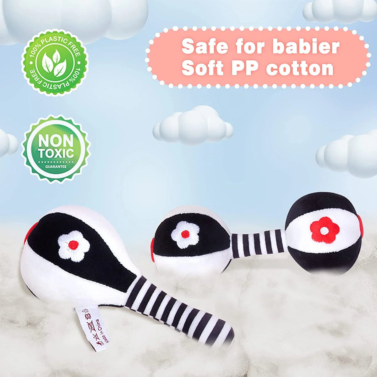 2PCS Soft Rattles for Baby, Baby Toys 0-6 Months, Car Seat Toys for Infants S573851