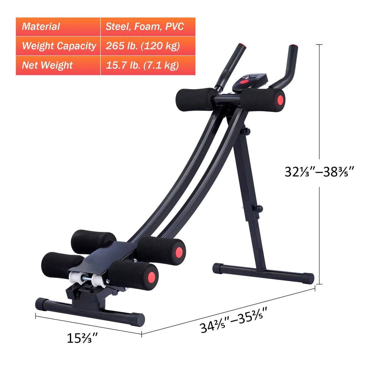 Ab Core Trainer with Display and 4 Incline Levels P82099