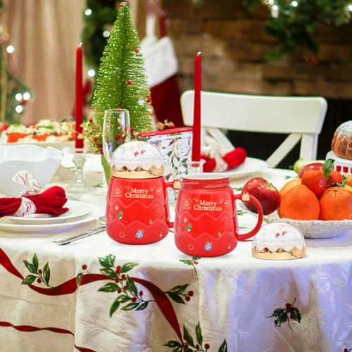 17.6 oz Ceramic Christmas Mug with Lid C527
