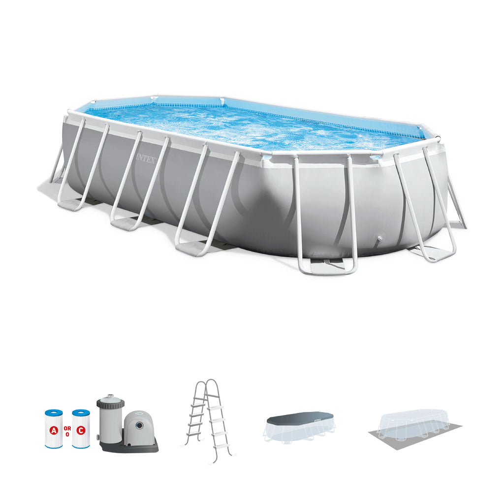 16.5ft x 9ft x 48in Oval Above Ground Pool Set with Pump, Cover and Ladder D2148
