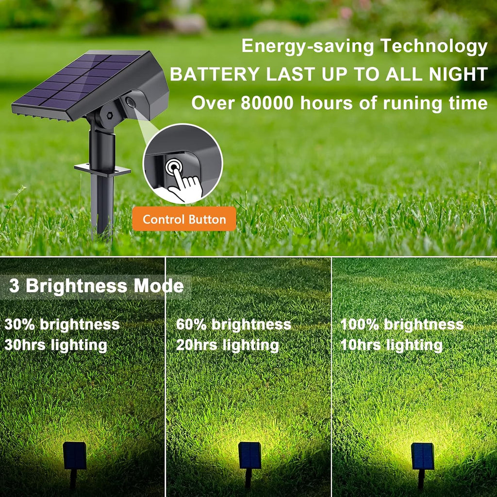 6 Pack Cold White 62 LED Solar Landscape Spotlights O3237