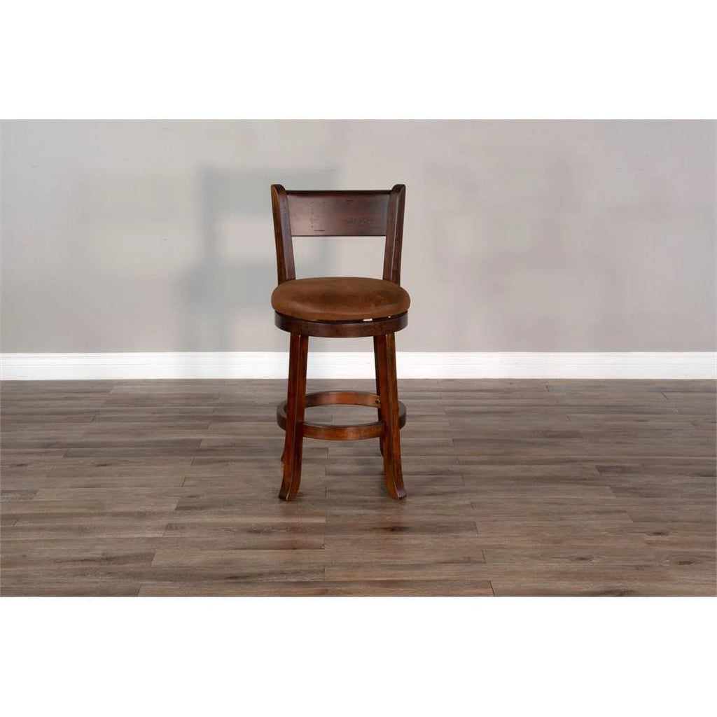 24" Mahogany Wood Swivel Barstool J698917