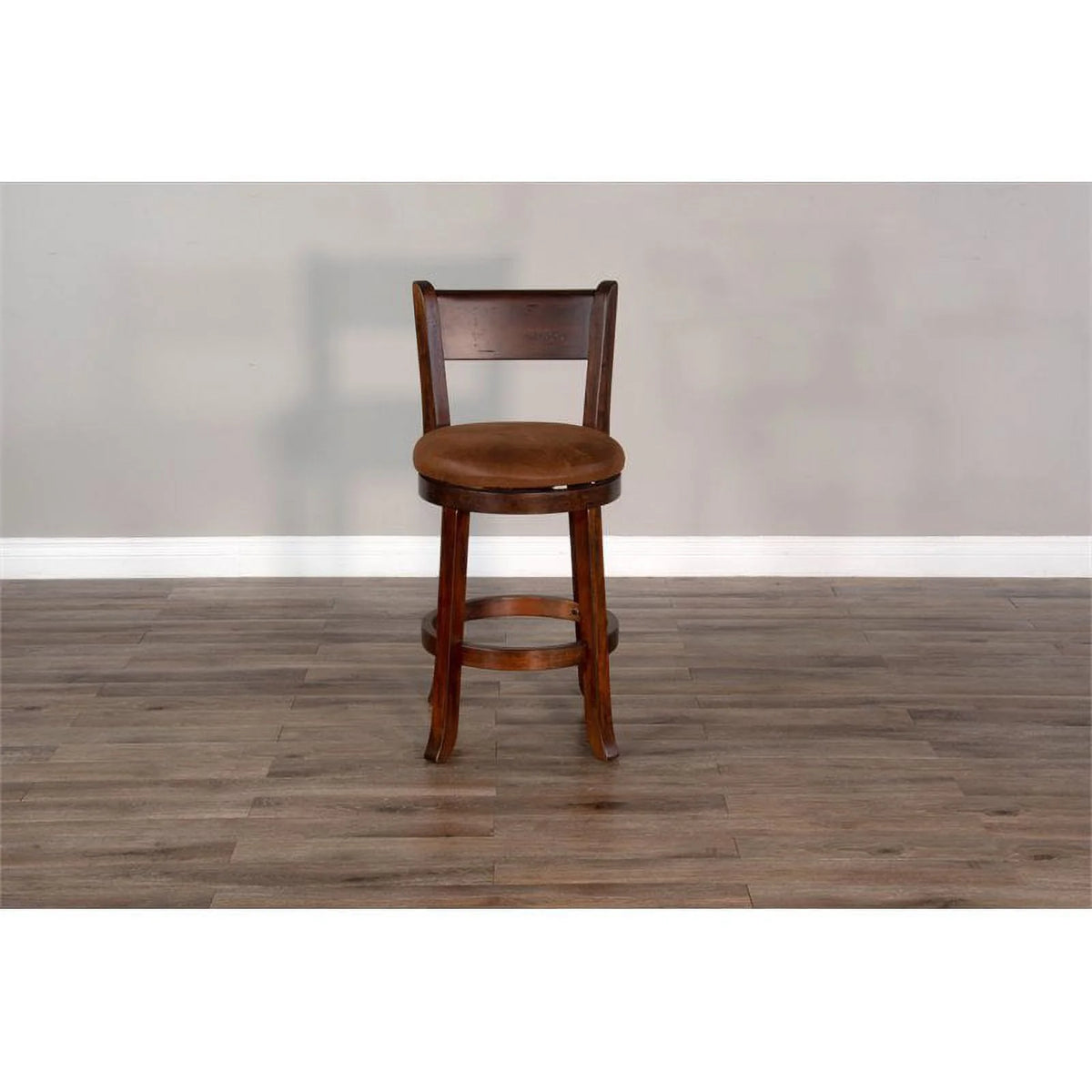 24" Mahogany Wood Swivel Barstool J698917