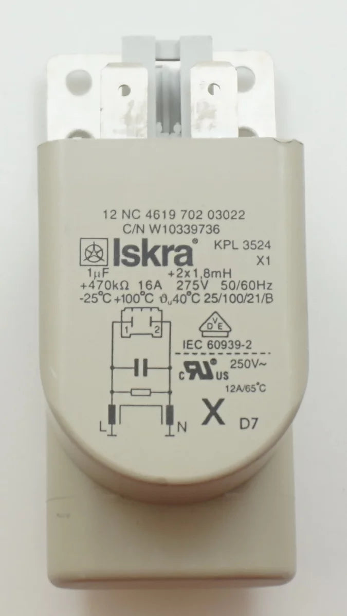 Noise Filter for Whirlpool Washers and Dryers, 275V, 50/60Hz K40561
