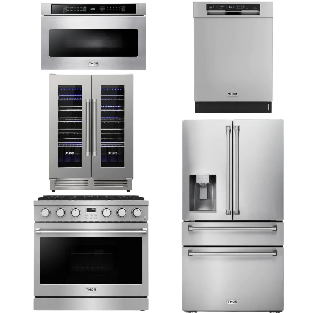 36 Gas Range, Refrigerator, Dishwasher, Microwave and Wine Cooler N153552