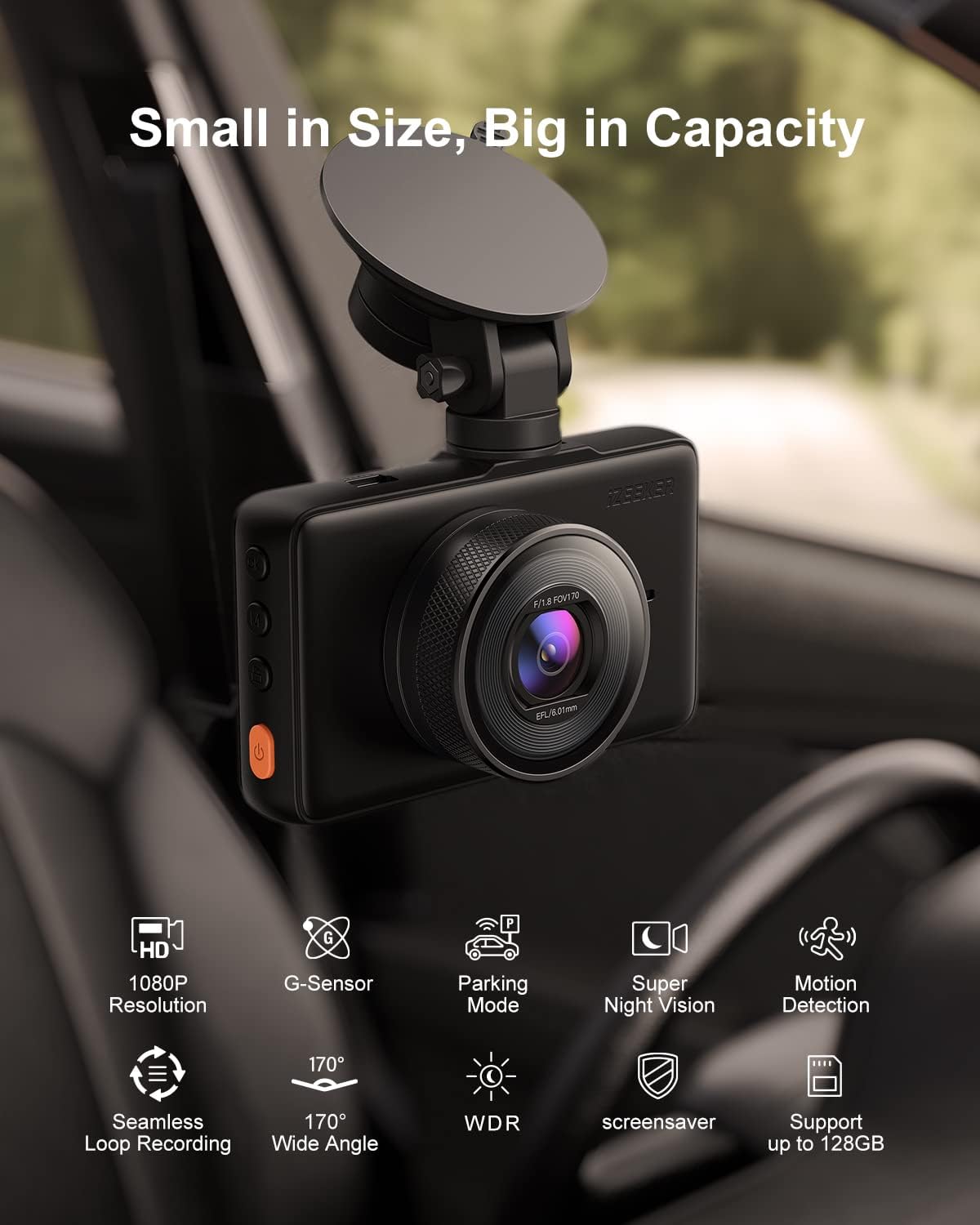 Dash Cam 1080P 3 Inch LCD Screen 170° Wide Angle Pack of 2 A960544