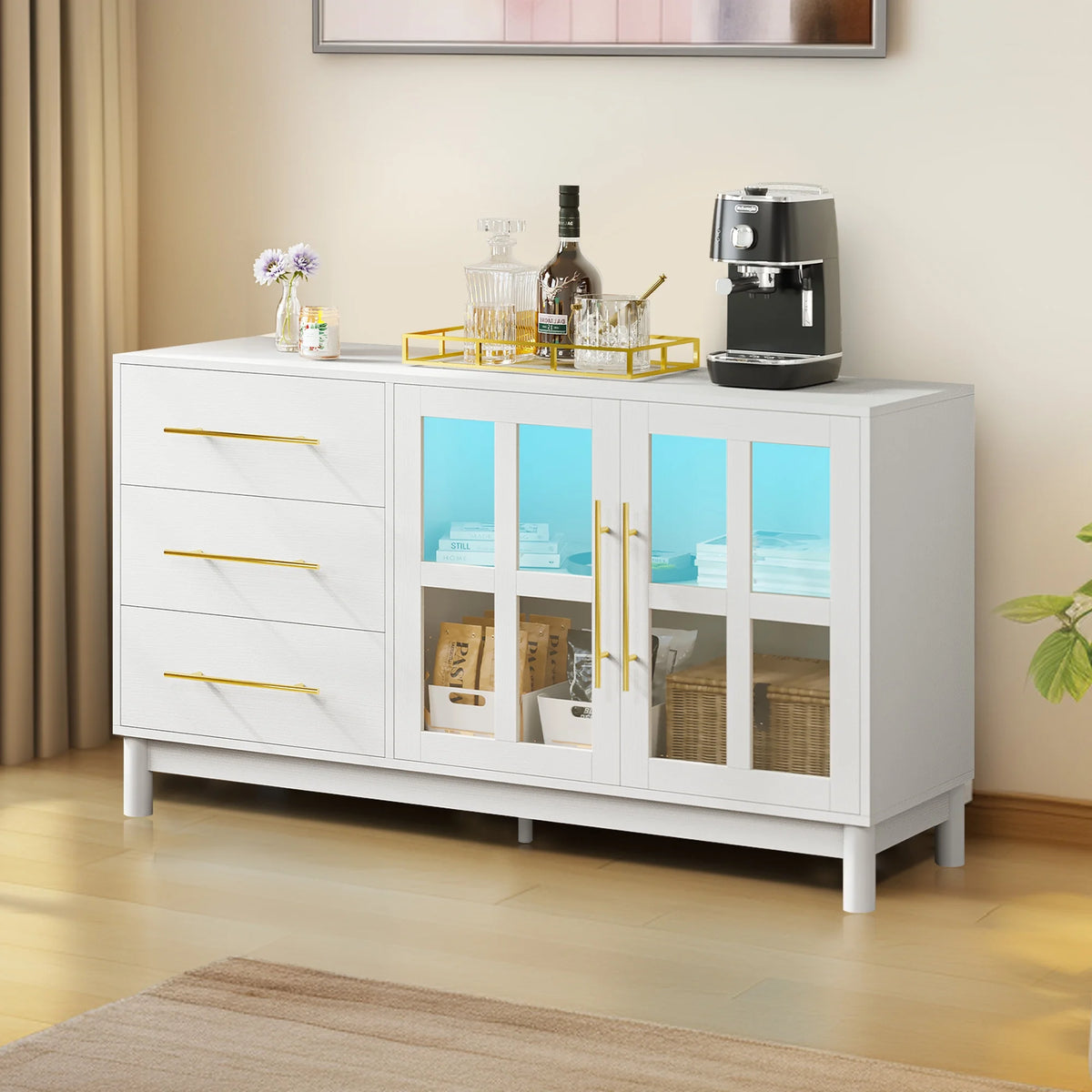 White Buffet Sideboard with 3 Drawers & 2 Door X9264