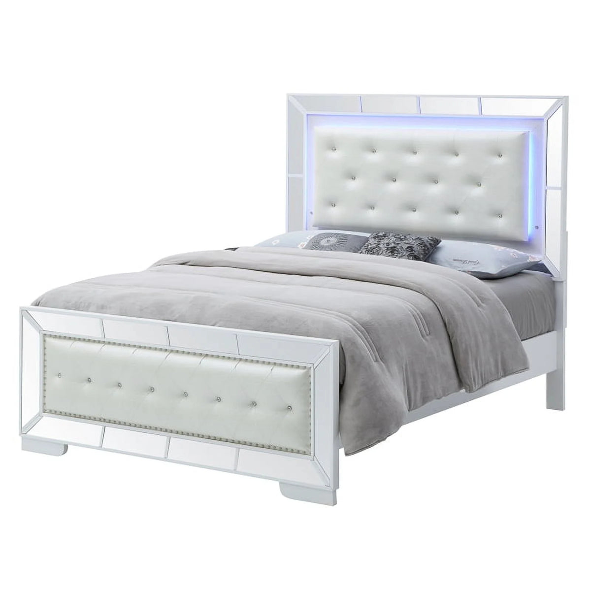 Contemporary Wood King Panel Bed in White Finish J235510